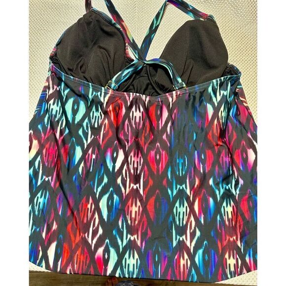 Swimsuits for all size 22 multi-colored print tankini top plus size - Picture 3 of 5